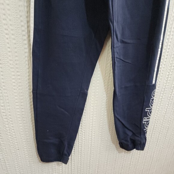 Adidas Navy Blue Track Pants Women’s Size Large 3 Stripe Logo Joggers Sweats - Picture 9 of 11